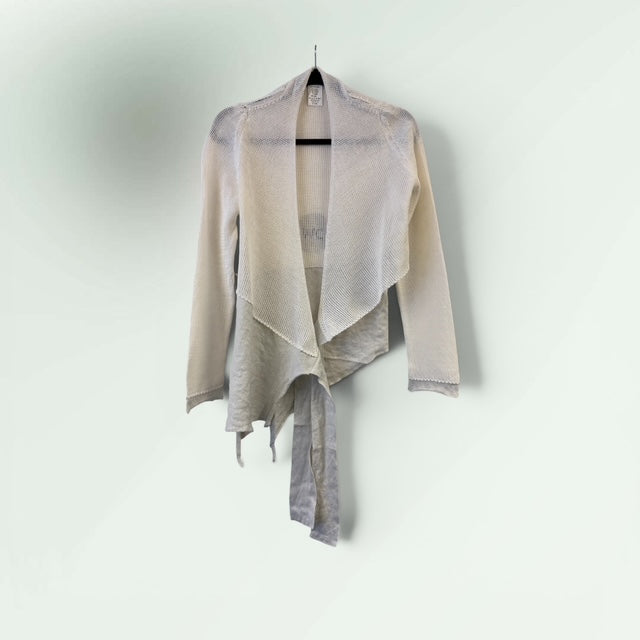Asymmetric Wrap Cotton-Linen Cardigan