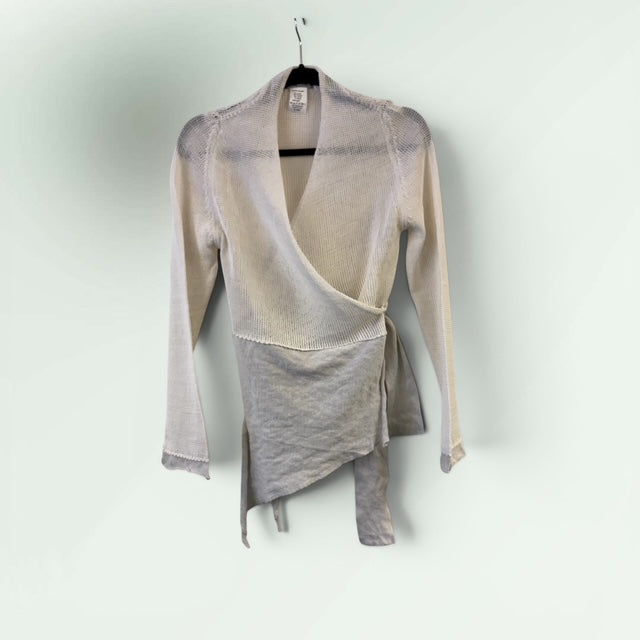 Asymmetric Wrap Cotton-Linen Cardigan