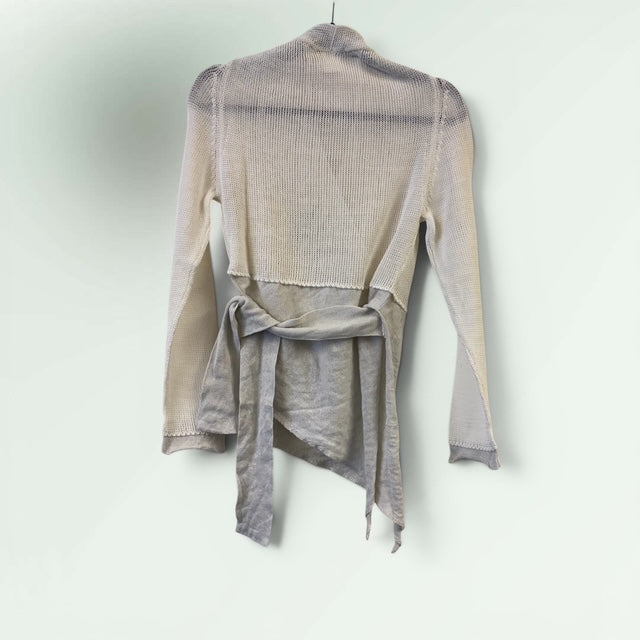 Asymmetric Wrap Cotton-Linen Cardigan