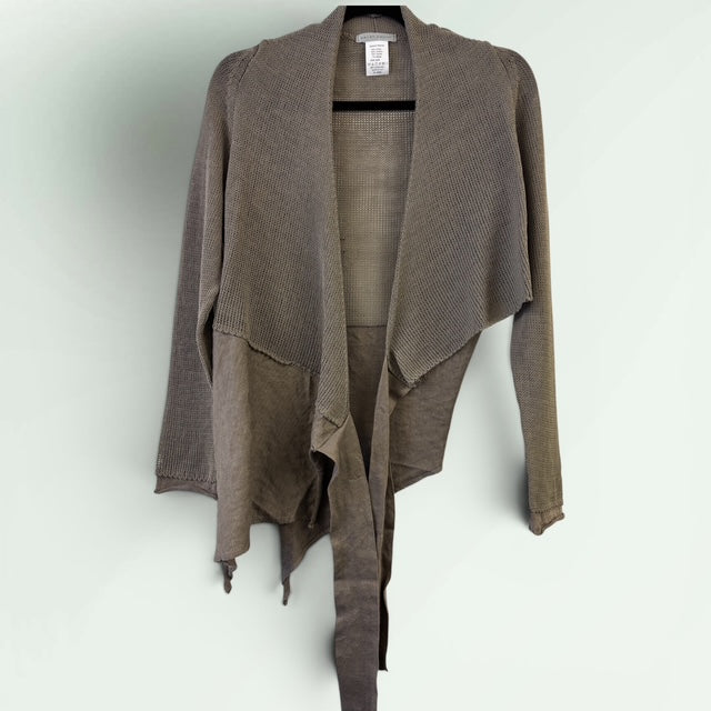 Asymmetric Wrap Cotton-Linen Cardigan