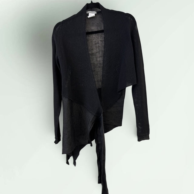 Asymmetric Wrap Cotton-Linen Cardigan