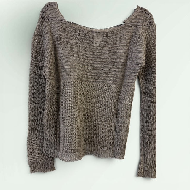 Open Weave Patch Design Sweater