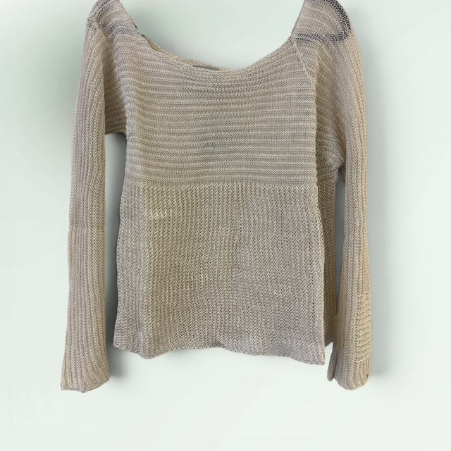 Open Weave Patch Design Sweater