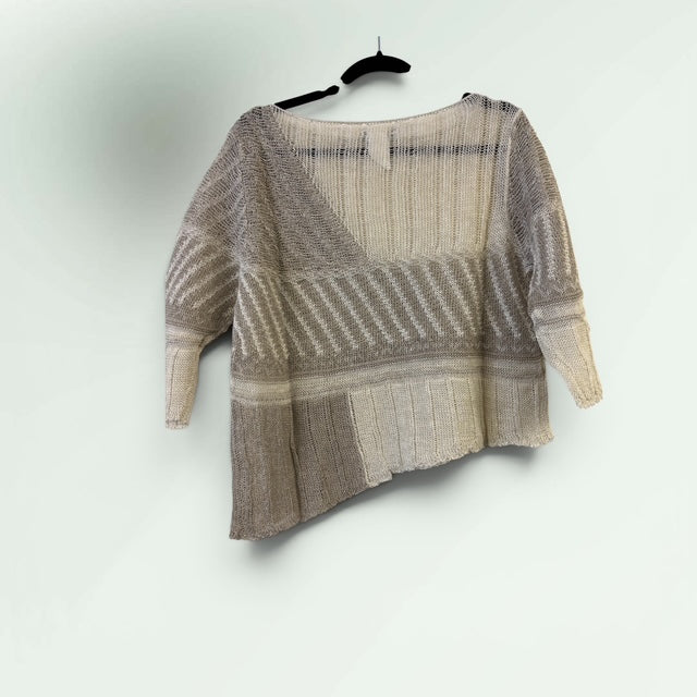 Two-Tone Patchwork Linen-Cotton Sweater