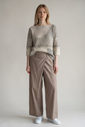 Two-Tone Patchwork Linen-Cotton Sweater