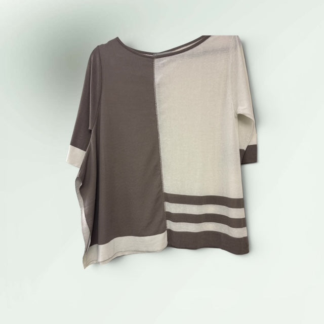 Two-Tone Cotton-Linen Sweater