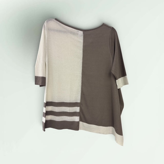 Two-Tone Cotton-Linen Sweater