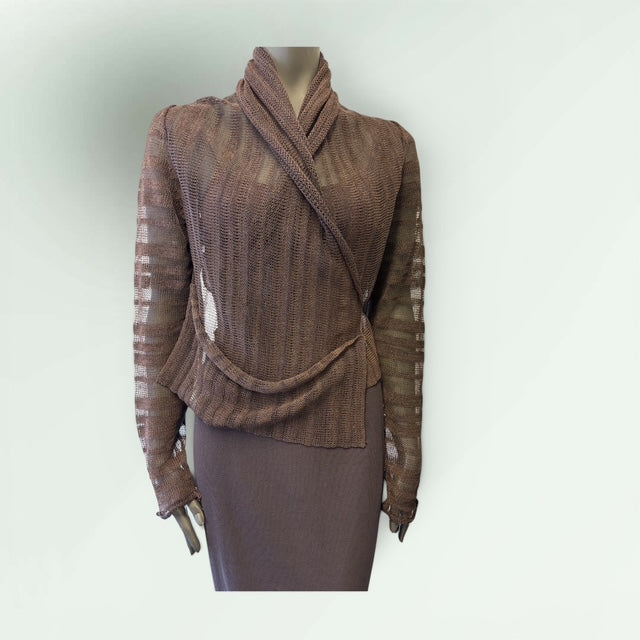 Lace Knit Linen-Cotton Contemporary Wrap Cardigan