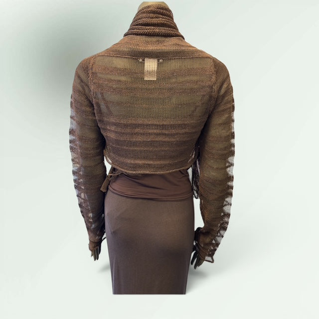 Lace Knit Linen-Cotton Contemporary Wrap Cardigan