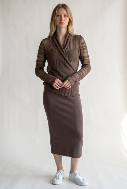 Lace Knit Linen-Cotton Contemporary Wrap Cardigan