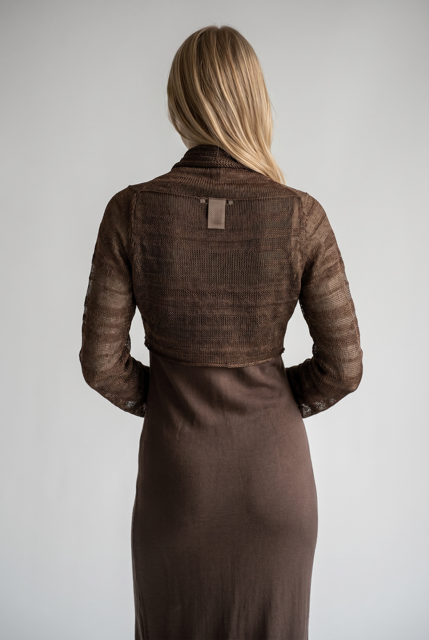 Lace Knit Linen-Cotton Contemporary Wrap Cardigan