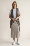 Sarah Pacini Two-Tone Cotton Linen Wrap Gilet
