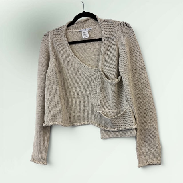 Short Contemporary Linen Sarah Pacini Sweater with a pocket