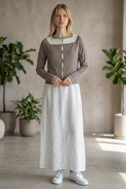 Short Two tone linen Sarah Pacini Cardigan