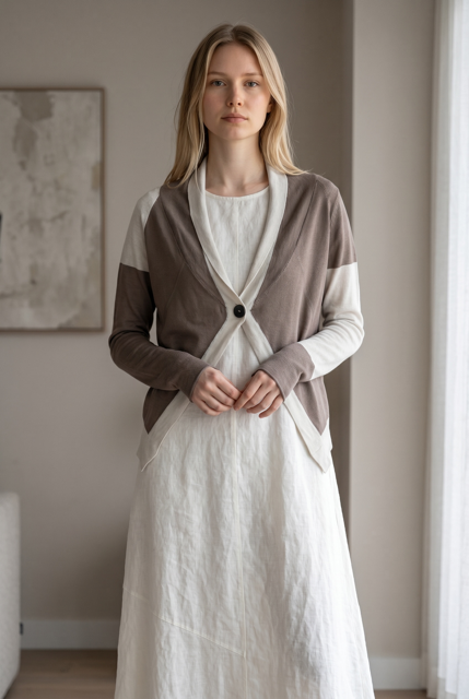 Asymmetric Two-Tone Cardigan