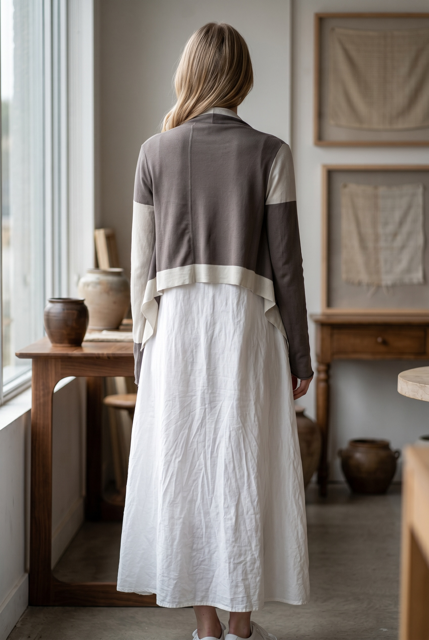 Asymmetric Two-Tone Cardigan