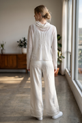 Asymmetric Linen-Cotton Cardigan with Ruched Back Detail