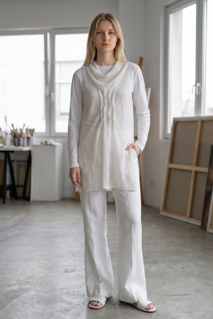 Contemporary Tabard with Ruched Front & Slit Back
