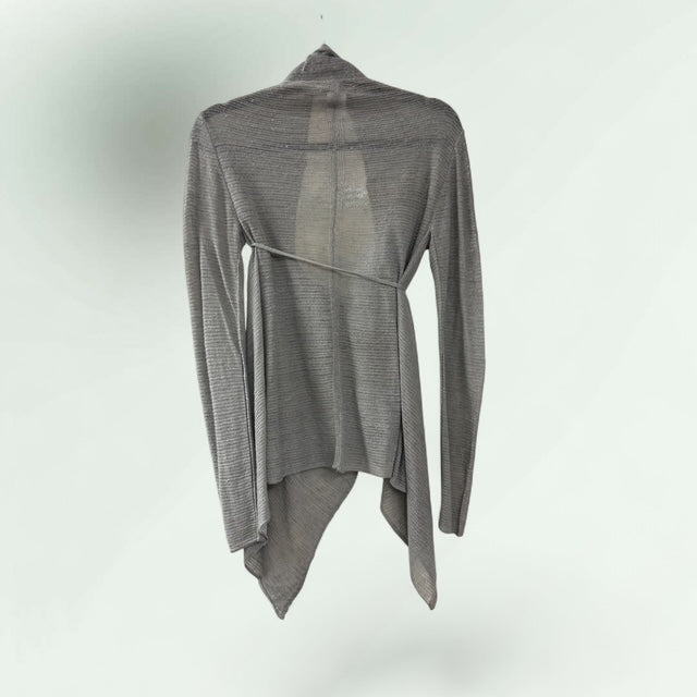 Asymmetric Linen Edge-to-Edge Cardigan with String Tie