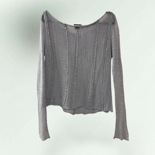 Sheer Sweater with Crochet Embroidery Front