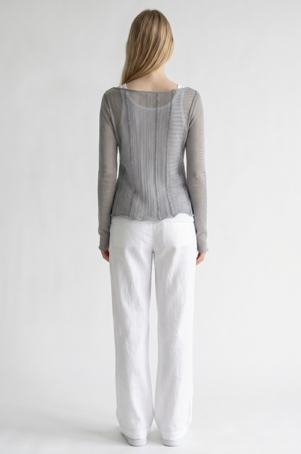 Sheer Sweater with Crochet Embroidery Front