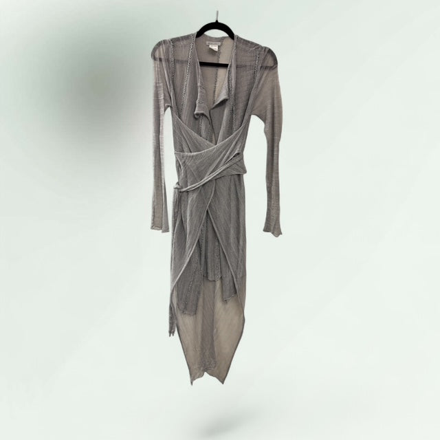 Sheer Two-Piece Tunic & Wrap Cardigan with Crochet Embroidery