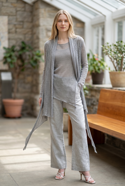 Sheer Wrap Cardigan with Crochet Embroidery