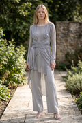 Sheer Two-Piece Tunic & Wrap Cardigan with Crochet Embroidery