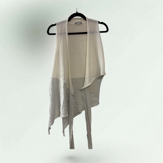 Sarah Pacini Two-Tone Cotton Linen Wrap Gilet