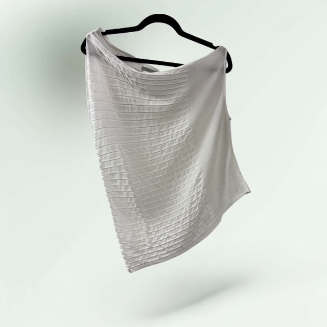 Sleeveless Asymmetric Ribbed design Sarah Pacini knitted top in viscose
