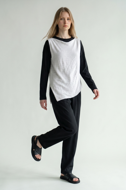 Sleeveless Asymmetric Ribbed design Sarah Pacini knitted top in viscose
