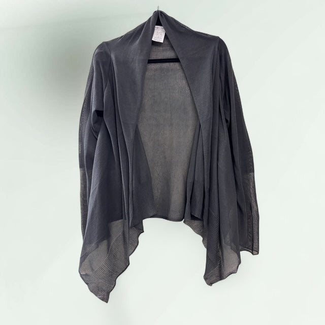 Sheer Viscose Asymmetric Cardigan with Belt
