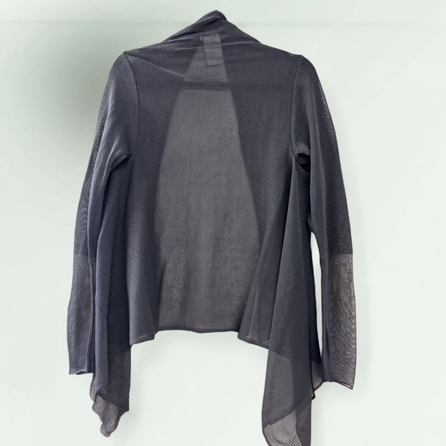 Sheer Viscose Asymmetric Cardigan with Belt