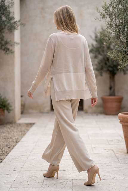 Sheer Sweater with Side Slits