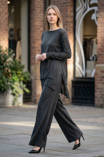 Sheer Sweater with Side Slits