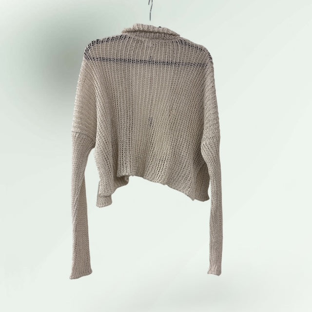 Open Weave Double Zip Two-Tone Cardigan