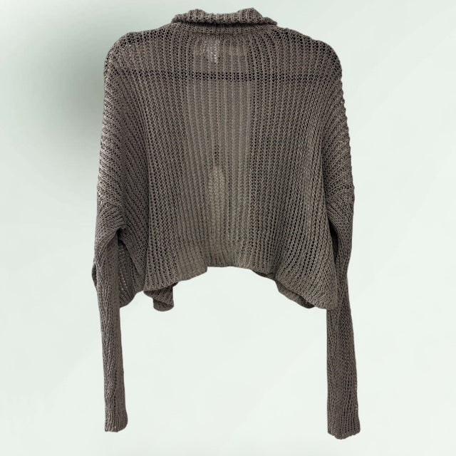 Open Weave Double Zip Two-Tone Cardigan