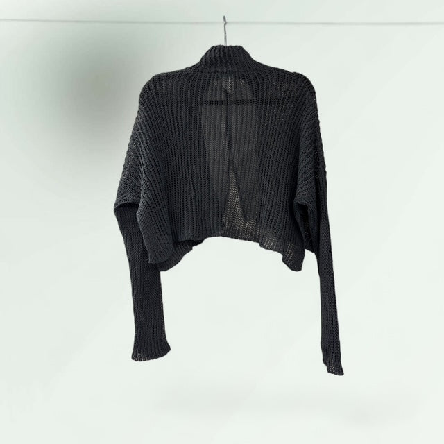 Open Weave Double Zip Two-Tone Cardigan