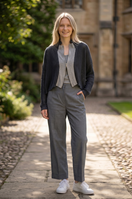 Open Weave Double Zip Two-Tone Cardigan