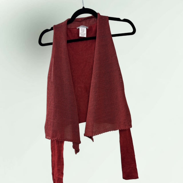 Sarah Pacini Linen Cropped Tie Gilet