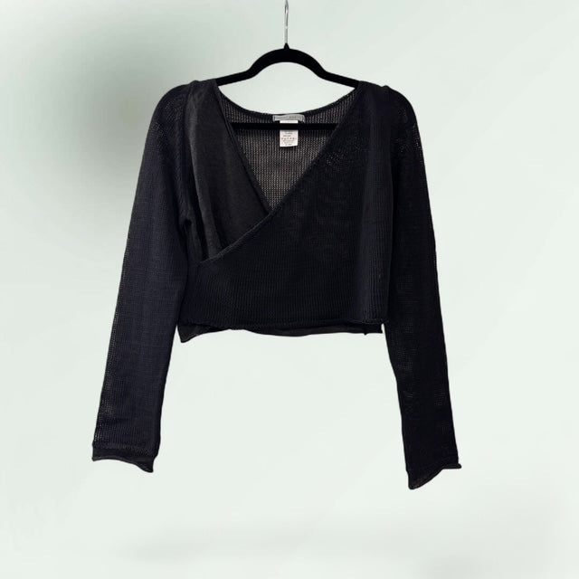 Crossover Cropped Sweater in Linen-Cotton
