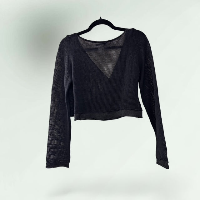Crossover Cropped Sweater in Linen-Cotton