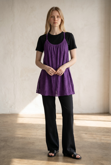 Lace Knit Racer Back Tunic