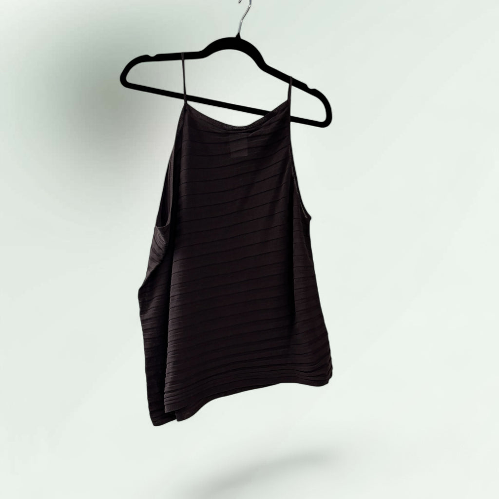 Spaghetti Strap Asymmetric Ribbed Tunic in Linen-Cotton