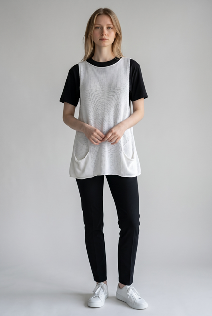 A-Line Knitted Tabard with Droop Pockets