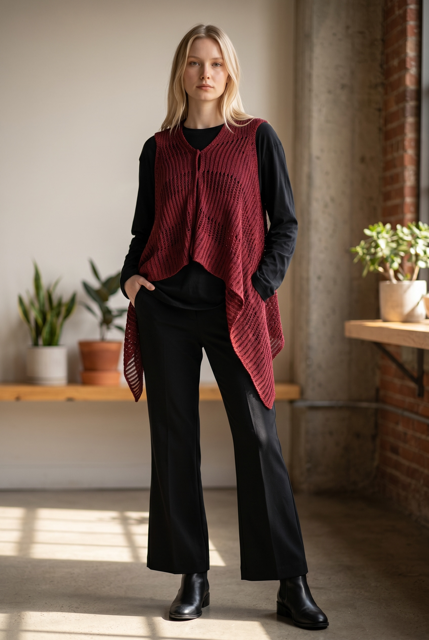 Crochet Knit Asymmetric Tunic