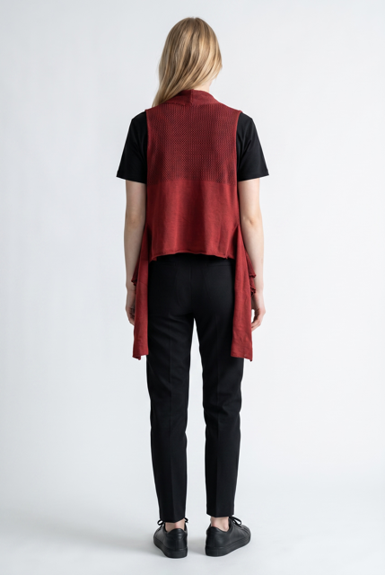 Sarah Pacini Linen Cropped Tie Gilet