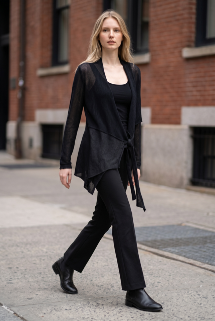 Asymmetric Wrap Cotton-Linen Cardigan