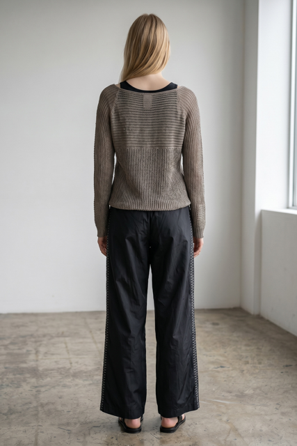 Open Weave Patch Design Sweater