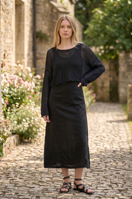 Loose Knit Drapey One Size Short Sweater